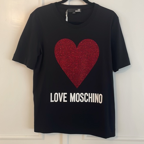 Love Moschino Tops - NWT Love Moschino Rhinestone Heart T-shirt